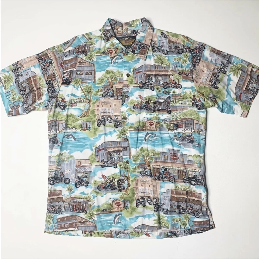 Tori Richard Harley Davidson Hawaiian Shirt M